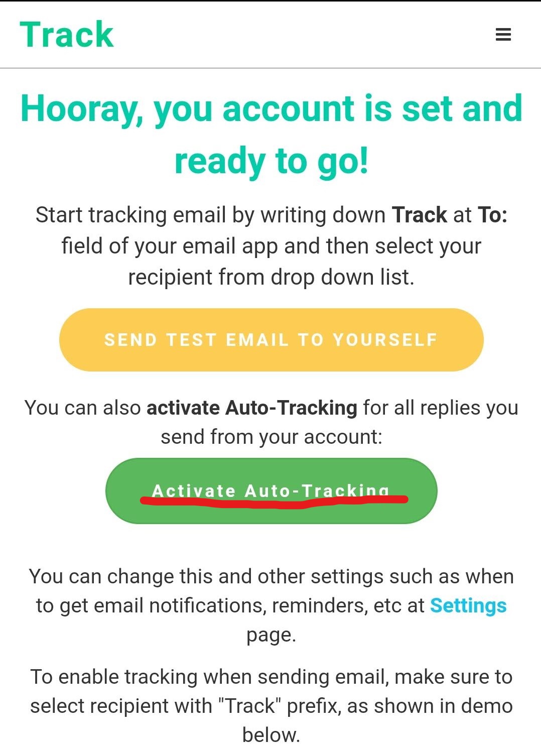 Trackのオートトラッキング(Gmailの追跡)を有効化